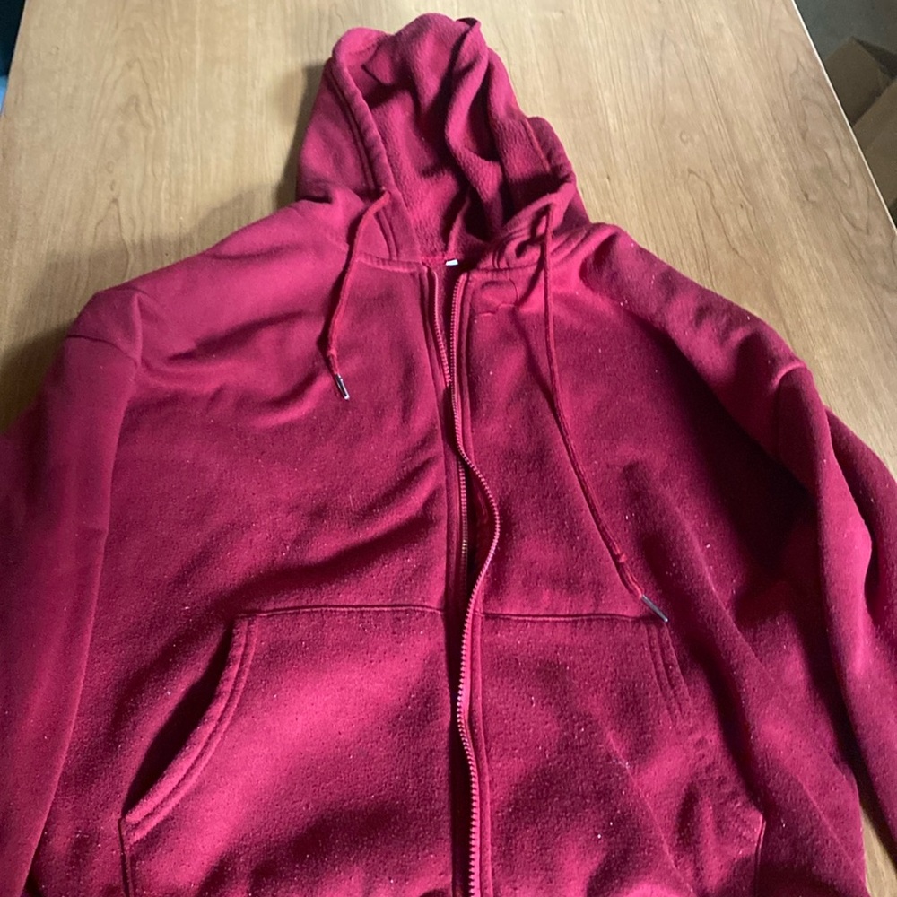SHEIN red zip up sweater